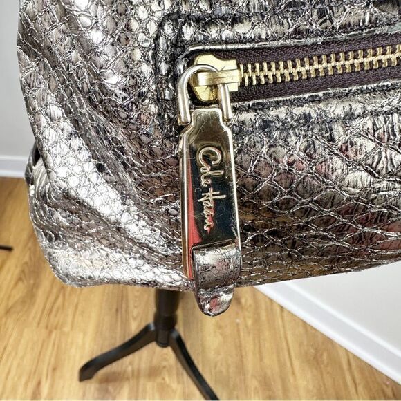 Cole Haan Reptile Embossed Gold Slouchy Convertible Satchel Bag Vintage Large - Picture 4 of 14